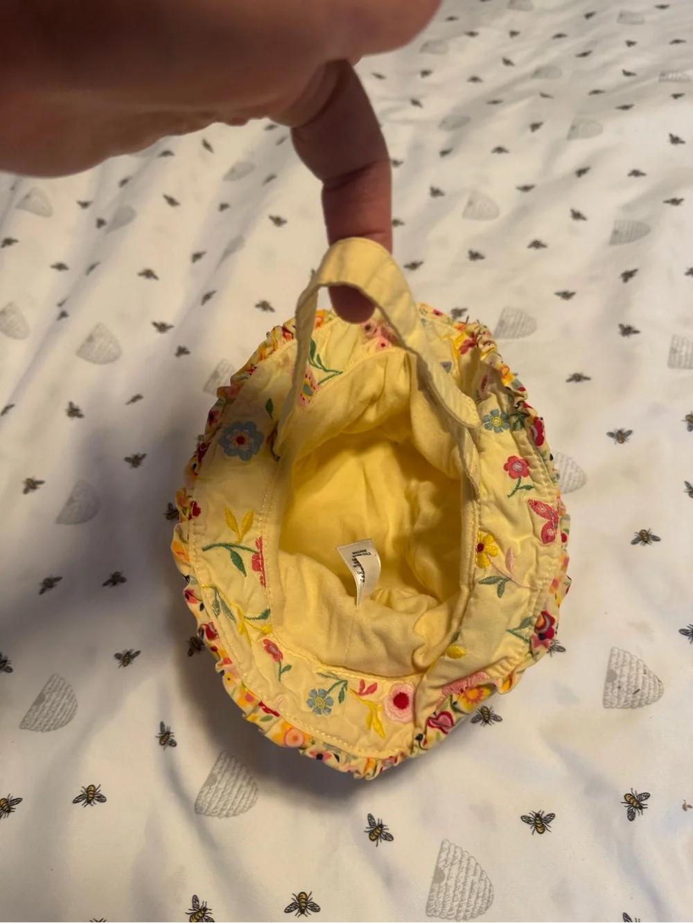 Vintage babyGap Embroidered Floral Ruffle Sun Hat in a size 12–18 months.